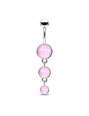 Piercing nombril triple pierre lumineuse rose