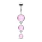 Piercing nombril triple pierre lumineuse rose