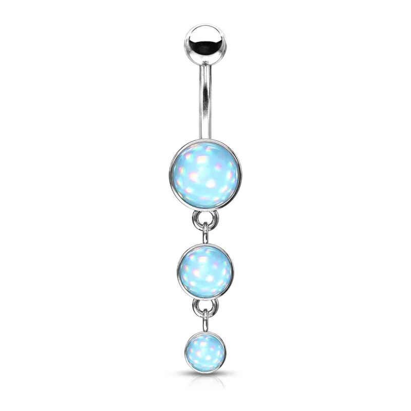 Piercing nombril triple pierre lumineuse turquoise