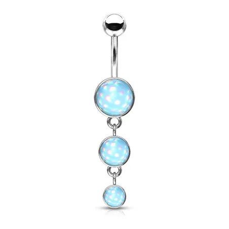 Piercing nombril triple pierre lumineuse turquoise