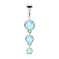 Piercing nombril triple pierre lumineuse turquoise