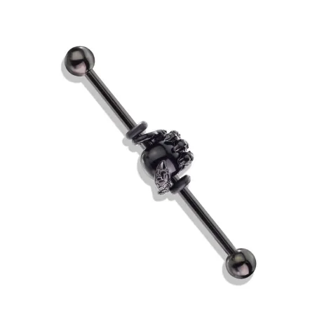 Piercing industriel oreille acier noir griffe de dragon