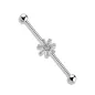 Piercing industriel oreille fleur 7 pétales pavée de strass