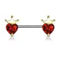 Piercing téton plaqué or gemme coeur couronne