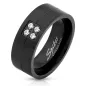 Bague homme acier noir brossé quatre strass