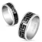 Bague homme en acier labyrinthe noir