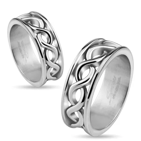 Bague femme acier symboles infini