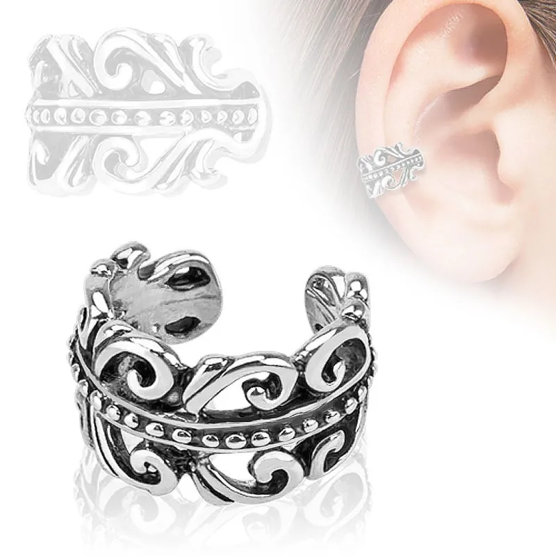 Faux piercing oreille manchette motif tourbillon