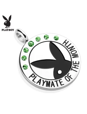 Pendentif Playboy "Playmate of the month" gemmes verts