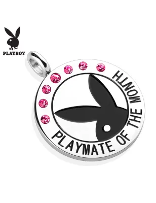 Pendentif Playboy "Playmate of the month" gemmes roses