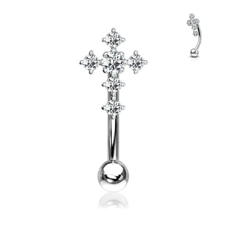 Piercing arcade acier croix strass