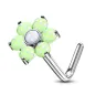 Piercing nez tige en L fleur pierres lumineuses vert