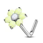 Piercing nez tige en L fleur pierres lumineuses jaune