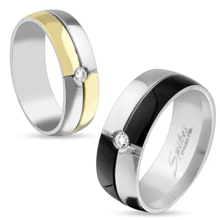 Bague couple gemme solitaire bicolore