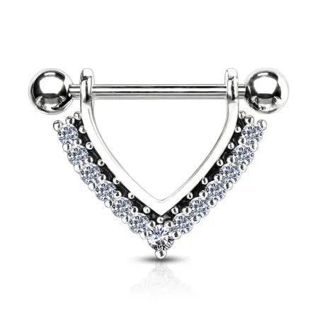 Piercing téton pendentif émaillé noir strass blancs