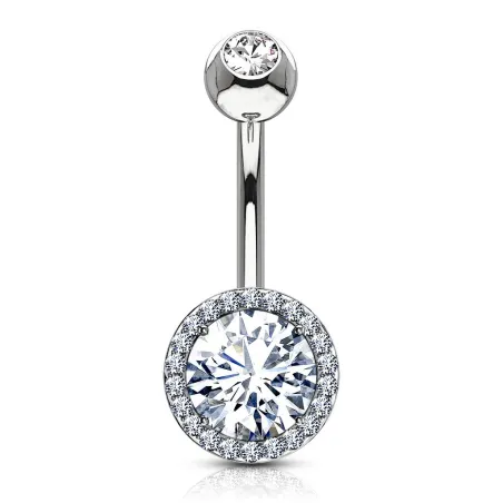 Piercing nombril large zirconium avec strass