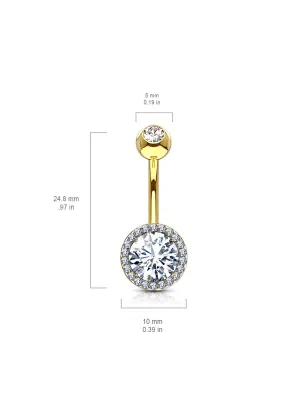 Piercing nombril plaqué or large zirconium avec strass