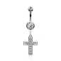 Piercing nombril acier avec pendentif croix