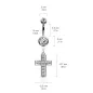 Piercing nombril acier avec pendentif croix