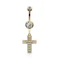 Piercing nombril plaqué or avec pendentif croix