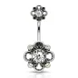 Piercing nombril double fleur filigrane blanc