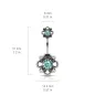 Piercing nombril double fleur filigrane turquoise