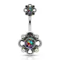 Piercing nombril double fleur filigrane vitrail