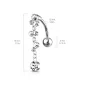 Piercing nombril inversé cascade cristaux blanc