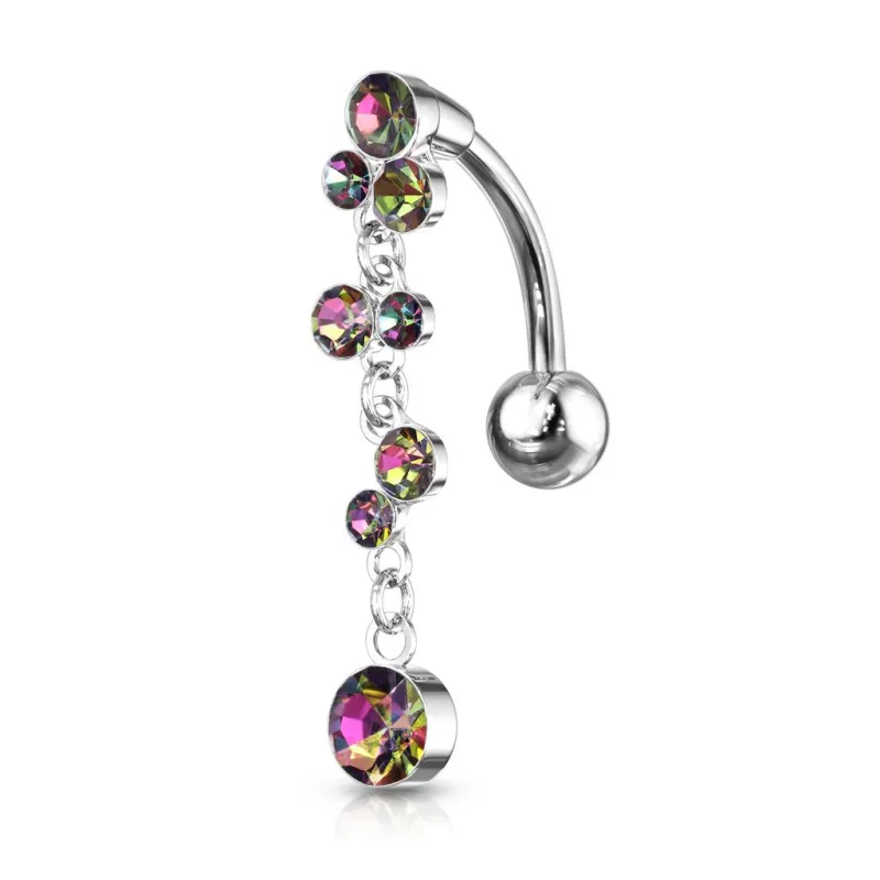 Piercing nombril inversé cascade cristaux vitrail