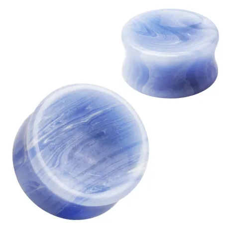 Piercing plug pierre agate dentelle bleue