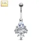 Piercing nombril Or blanc 14 carats cluster zirconium