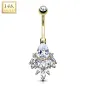 Piercing nombril Or jaune 14 carats cluster zirconium