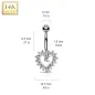 Piercing nombril Or blanc 14 carats coeur élégant strass