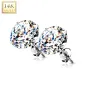 Paire Boucles d'oreille Clous Pierre Ronde Or Blanc 14 carats