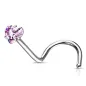 Piercing nez tige tire-bouchon zircon coeur rose