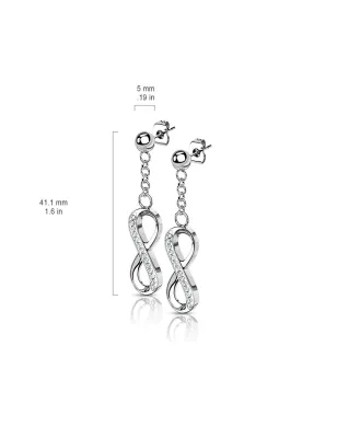 Paire Boucles d'oreille clous pendentif infini acier inoxydable