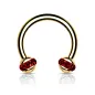 Piercing fer à cheval doré boule cristaux rouge (oreille, septum)