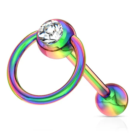 Piercing langue esclave acier multicolore cristal