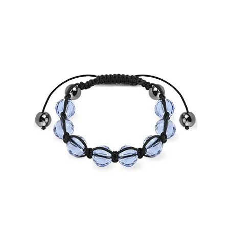 Bracelet Shamballa avec billes à facettes bleu clair