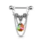 Piercing téton pendentif chaines fleurs cristal vitrail