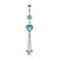 Piercing nombril pendentif chaines et coeur turquoise