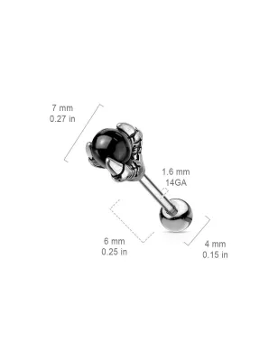 Piercing oreille cartilage hélix griffe de dragon boule noire