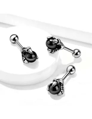 Piercing cartilage hélix griffe de dragon boule noire