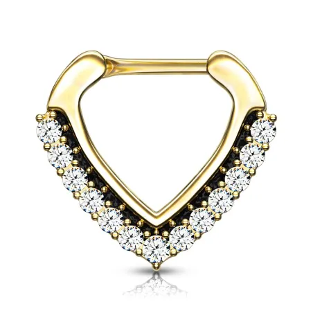 Piercing septum click chevron doré pavé de strass