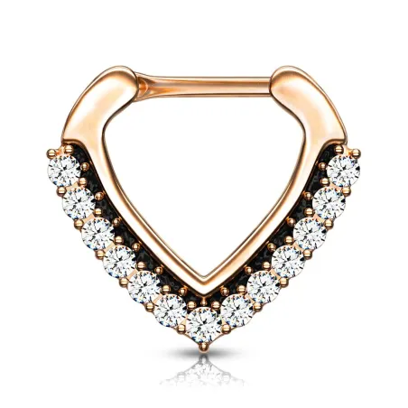 Piercing septum click chevron rosé pavé de strass