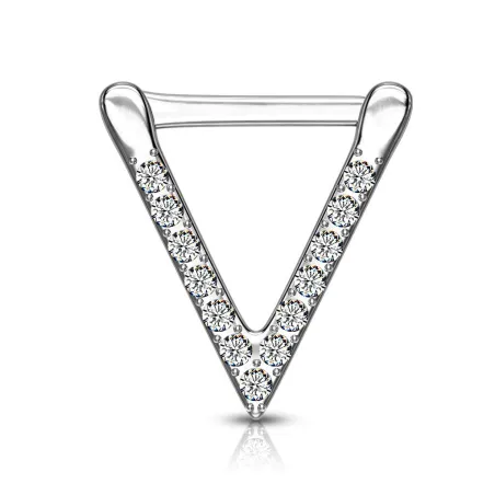 Piercing septum clipsable en acier chirurgical triangle pavé de strass