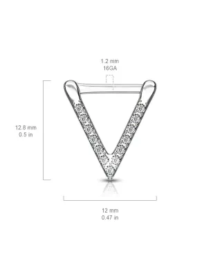 Piercing septum clipsable en acier chirurgical triangle pavé de strass