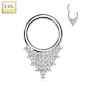 Piercing anneau septum or blanc 14 carats triangle strass