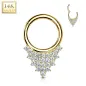 Piercing anneau septum or jaune 14 carats triangle strass