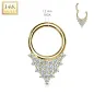 Piercing anneau septum or jaune 14 carats triangle strass